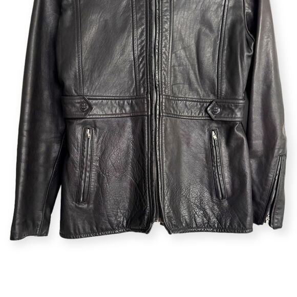 Vintage Banana Republic Dark Brown Military Heavy Leather Jacket Women's Size S - Picture 4 of 12